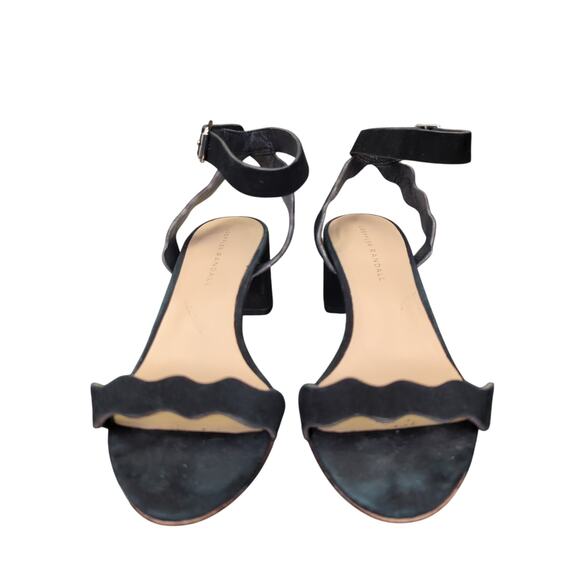 Loeffler Randall Emi Block Heel Sandals Black Suede Leather Open Toe Women's 9 - Picture 3 of 7